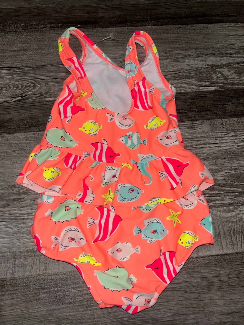 Carter's Coral Fish Print Ruffle Two-Piece Swim Set - Picture 2 of 3
